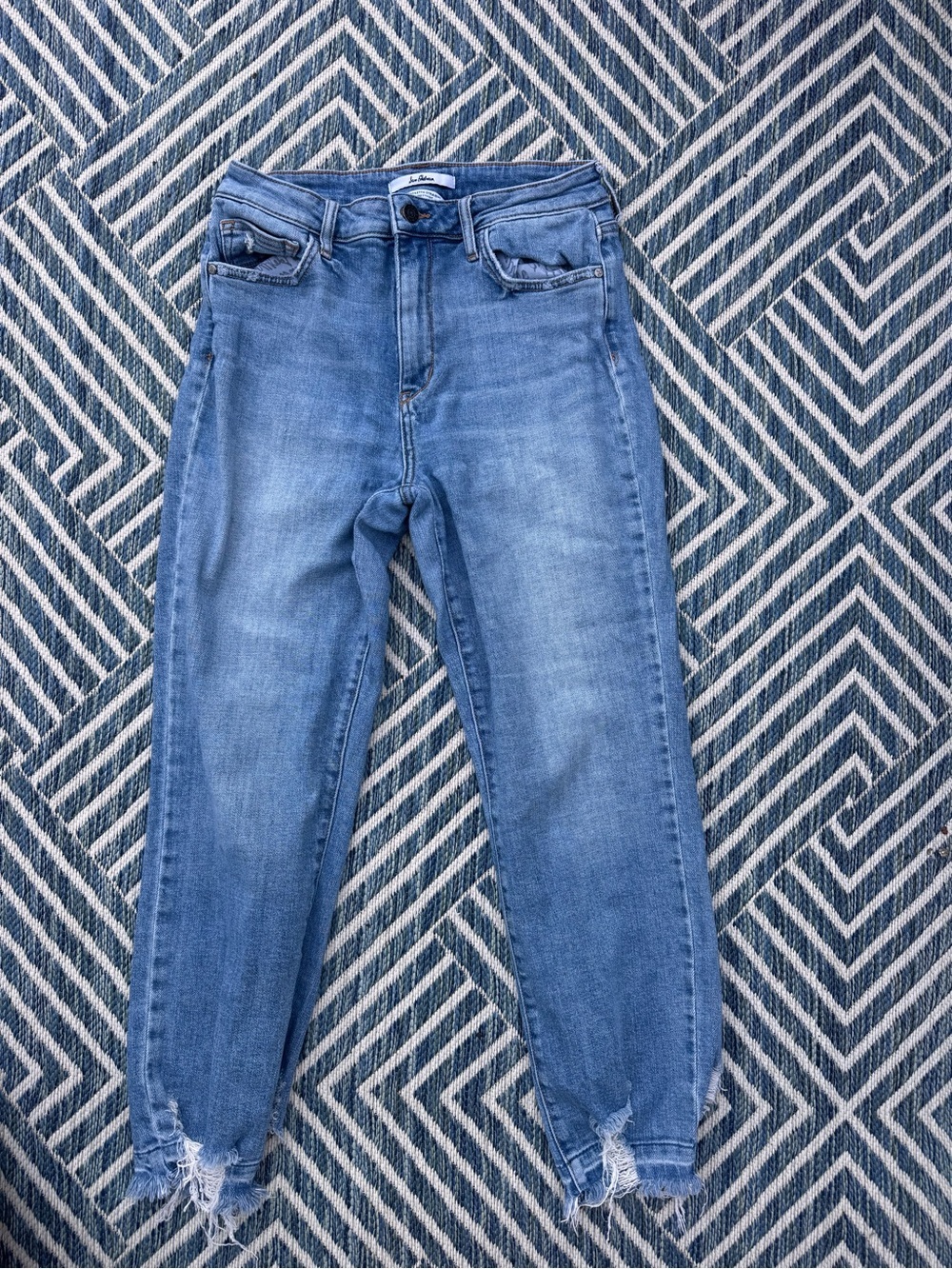 Sam Edelman Light Blue Cropped Frayed Hem Jeans